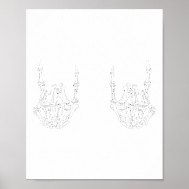 Rock On Rock Star Skeleton Hands Rocker Fun Hallow Poster (Front)