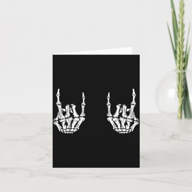 Rock On Rock Star Skeleton Hands Rocker Funny Card (Front)