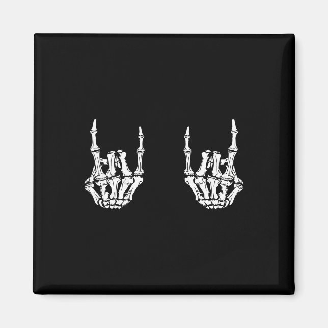 Rock On Rock Star Skeleton Hands Rocker Funny Hall Magnet (Front)