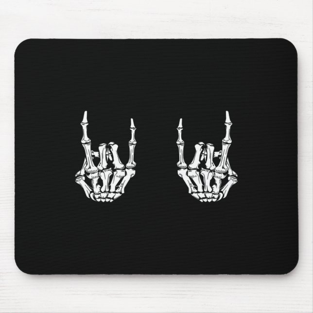 Rock On Rock Star Skeleton Hands Rocker Funny Hall Mouse Pad (Front)