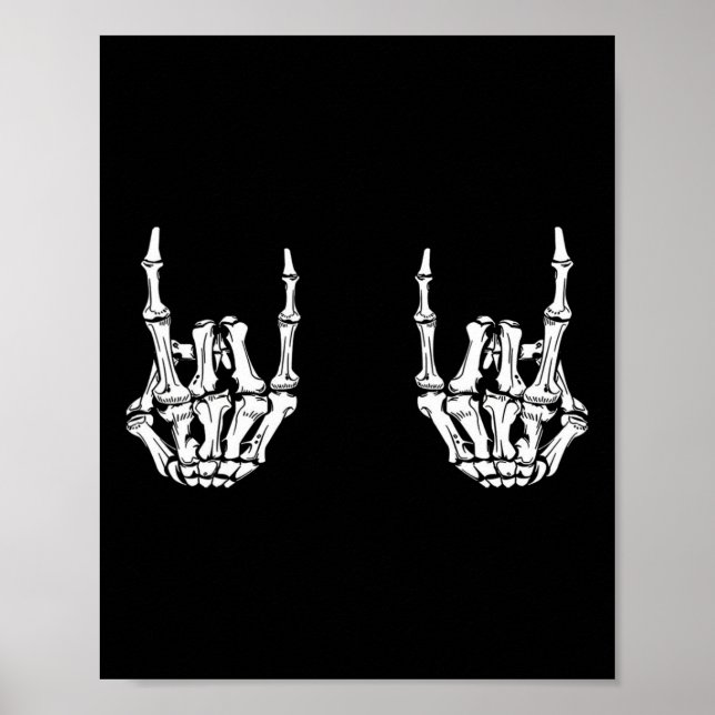 Rock On Rock Star Skeleton Hands Rocker Funny Hall Poster (Front)