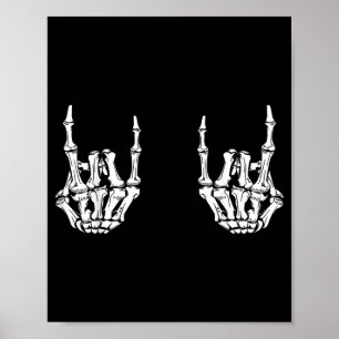 Rock On Rock Star Skeleton Hands Rocker Funny Poster