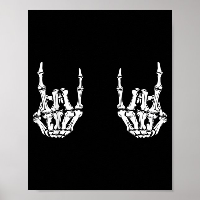 Rock On Rock Star Skeleton Hands Rocker Funny Poster (Front)
