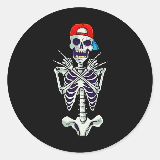 Rock On Rocker Skeleton Hands Costume Funny Hallow Classic Round Sticker (Front)