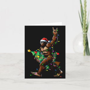Rock On Santa Bigfoot Christmas Tree Xmas Lights S Card
