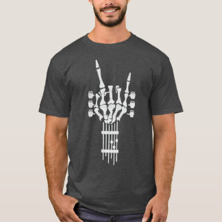 Rock On Skeleton Guitar Neck Guitarist Rock & Roll T-Shirt