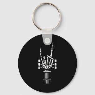 Rock On Skeleton Hand Guitar Guitarist Funny Music Key Ring