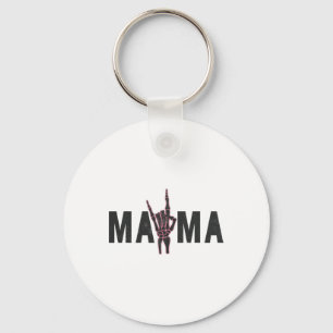 Rock On Skeleton Hand Mama Halloween Vintage Tee W Key Ring