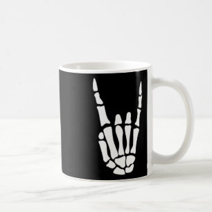 Rock On Skeleton Hand Sign - Minimalistic Hallowee Coffee Mug