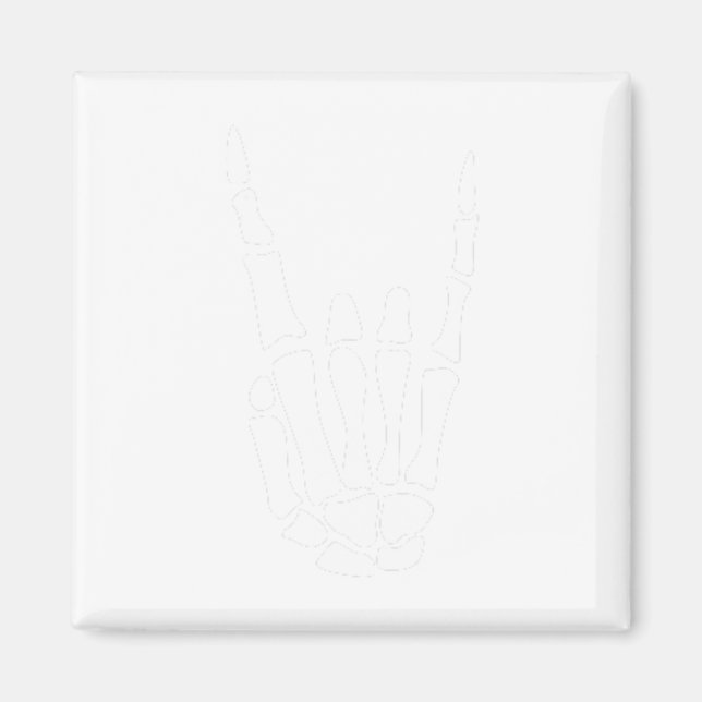 Rock On Skeleton Hand Sign - Minimalistic Hallowee Magnet (Front)