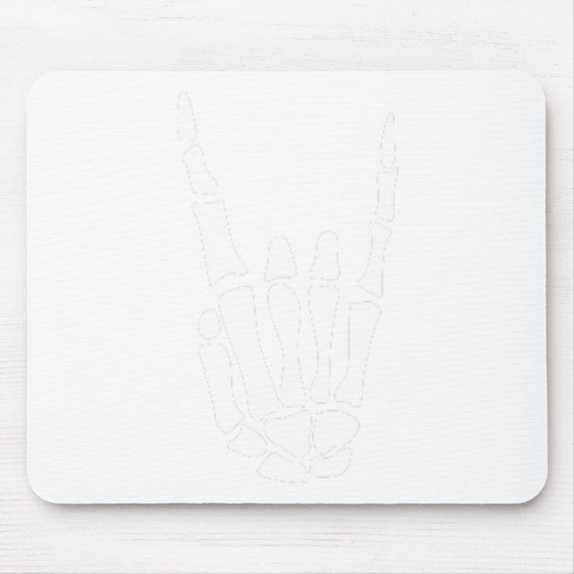 Rock On Skeleton Hand Sign - Minimalistic Hallowee Mouse Pad (Front)
