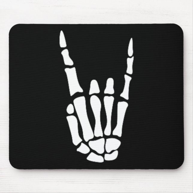 Rock On Skeleton Hand Sign - Minimalistic Hallowee Mouse Pad (Front)