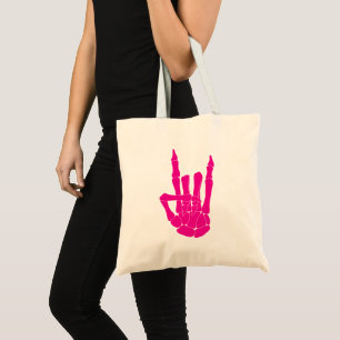 Rock On Skeleton Hand Tote Bag