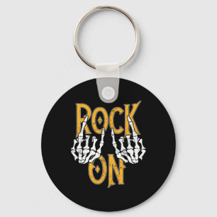 Rock On Skeleton Hands Rock And Roll Metal Concert Key Ring