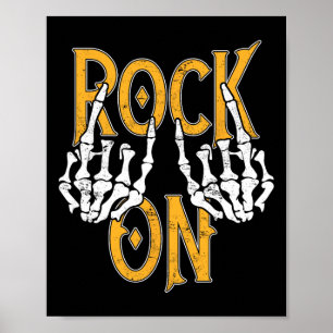 Rock On Skeleton Hands Rock And Roll Metal Concert Poster