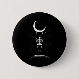 Rock On Skeleton Moon Rock And Roll Men Women Rock 6 Cm Round Badge