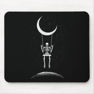 Rock On Skeleton Moon Rock And Roll Men Women Rock Mouse Pad