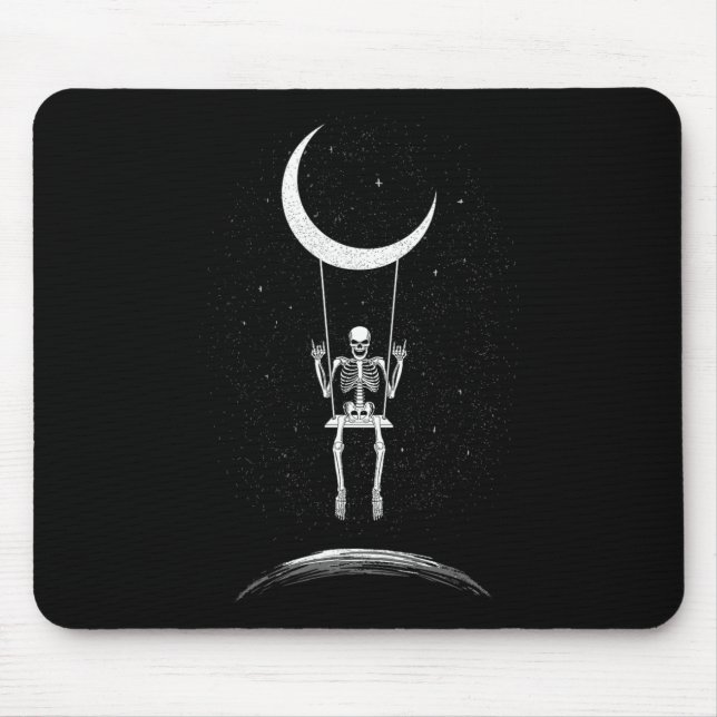 Rock On Skeleton Moon Rock And Roll Men Women Rock Mouse Pad (Front)