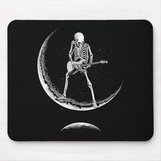 Rock On Skeleton Moon Shirt - Funny Halloween Rock Mouse Pad (Front)