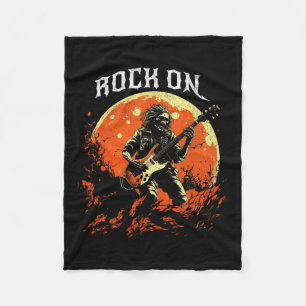 Rock On Skeleton Playing Guitar Rock And Roll Hall Fleece Blanket