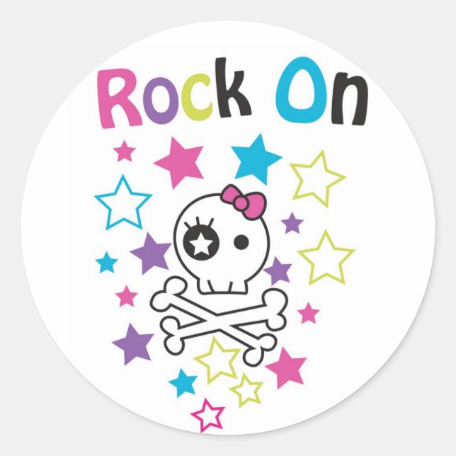 ROCK ON STICKER  SKULLS AND STARS (Front)