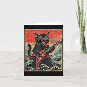 Rock On Vintage Guitarist Cat Cool Band Style Gift Card
