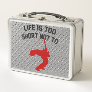 Rock Out Faux Diamond Plate Metal Lunch Box