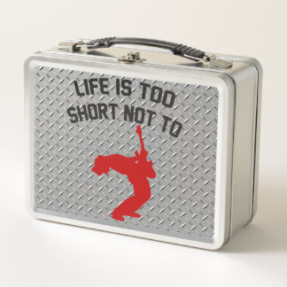 Rock Out Faux Diamond Plate Metal Lunch Box