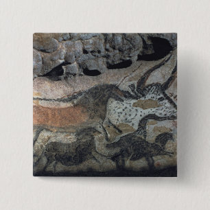 Rock painting of a bull and horses, c.17000 BC (ca 15 Cm Square Badge