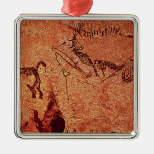 Rock painting of a hunting scene, c.17000 BC Metal Tree Decoration