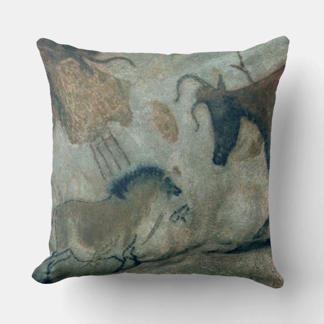 Rock painting showing a horse and a cow, c.17000 B Cushion (Front)