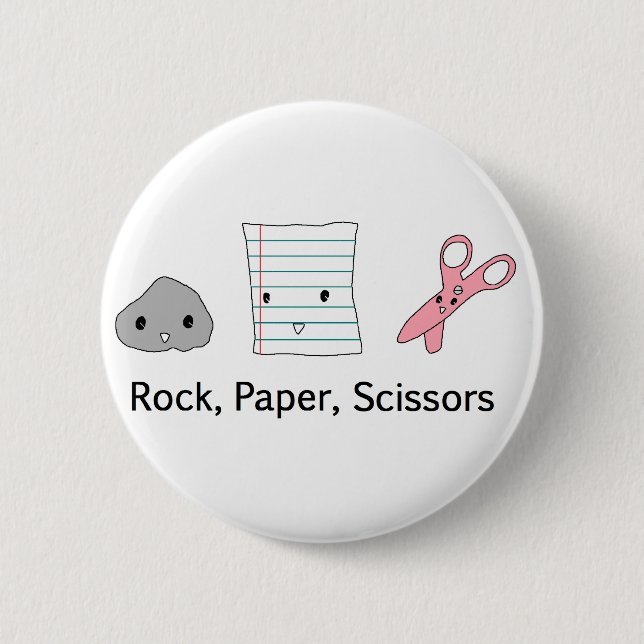Rock, Paper, Scissors 6 Cm Round Badge (Front)