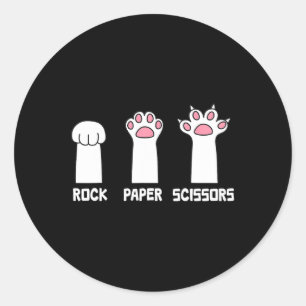 Rock Paper Scissors Cat Paws Game Cute Paw Funny C Classic Round Sticker