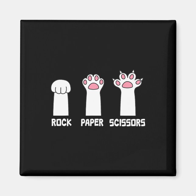 Rock Paper Scissors Cat Paws Game Cute Paw Funny C Magnet (Front)