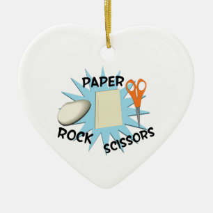 Rock Paper Scissors Ceramic Tree Decoration
