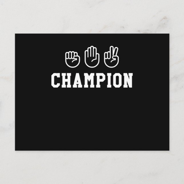 Rock Paper Scissors Champion Hand Sign Champ Desig Postcard (Front)