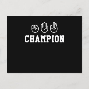 Rock Paper Scissors Champion Hand Sign Champ Desig Postcard