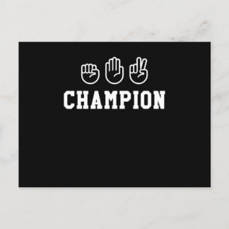Rock Paper Scissors Champion Hand Sign Champ Desig Postcard