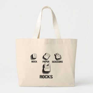 Rock Paper Scissors- Emo Alternative Grunge Rock Large Tote Bag