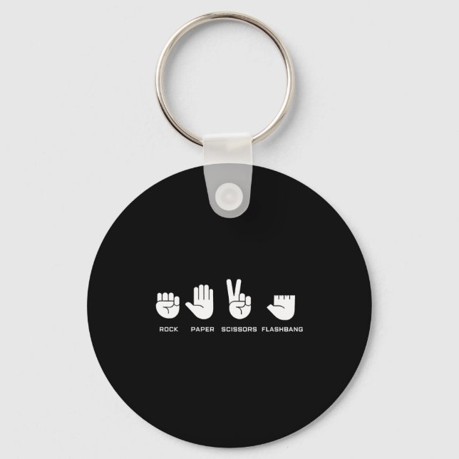 Rock paper scissors flashbang gamer meme  key ring (Front)