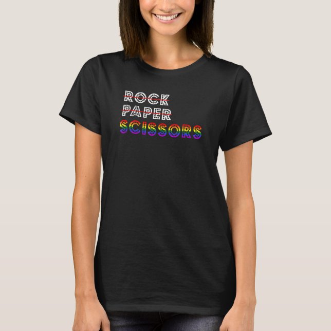 Rock Paper Scissors Funny Ally Pride LGBT Communit T-Shirt (Front)
