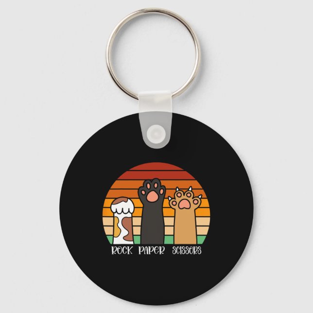 Rock Paper Scissors Game Kitten Lover Animal Paws  Key Ring (Front)
