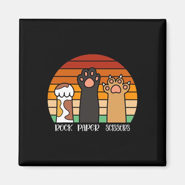 Rock Paper Scissors Game Kitten Lover Animal Paws  Magnet (Front)