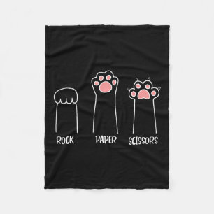 Rock Paper Scissors Hand Game Cute Paw Funny Cat Fleece Blanket
