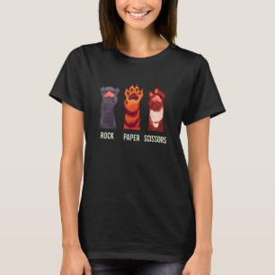 Rock Paper Scissors Hand Game Cute Paw Funny Cat K T-Shirt