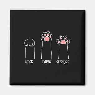 Rock Paper Scissors Hand Game Cute Paw Funny Cat Magnet