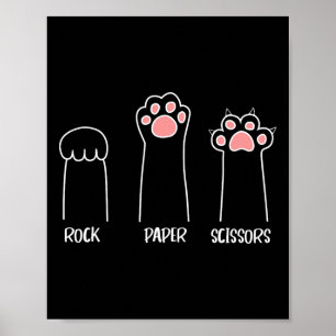 Rock Paper Scissors Hand Game Cute Paw Funny Cat Poster