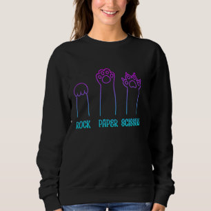 Rock Paper Scissors Hand Game Cute Paw Funny Cat Sweatshirt