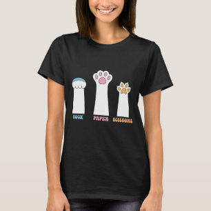 Rock Paper Scissors Hand Game Cute Paw Funny Cat  T-Shirt