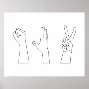 Rock Paper Scissors Hands Poster